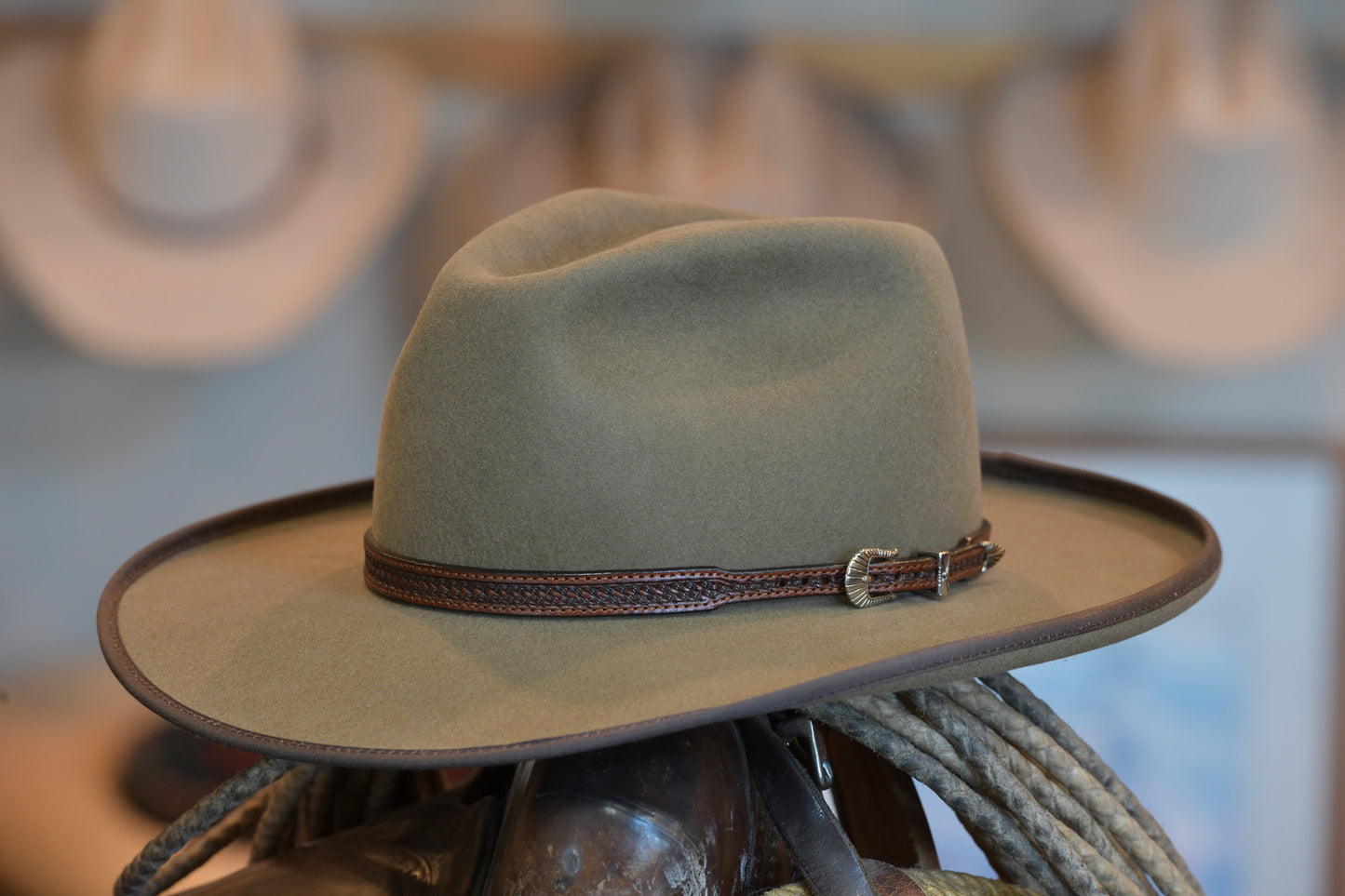 100% Beaver Pecan Western Fedora (Size 7 3/8)