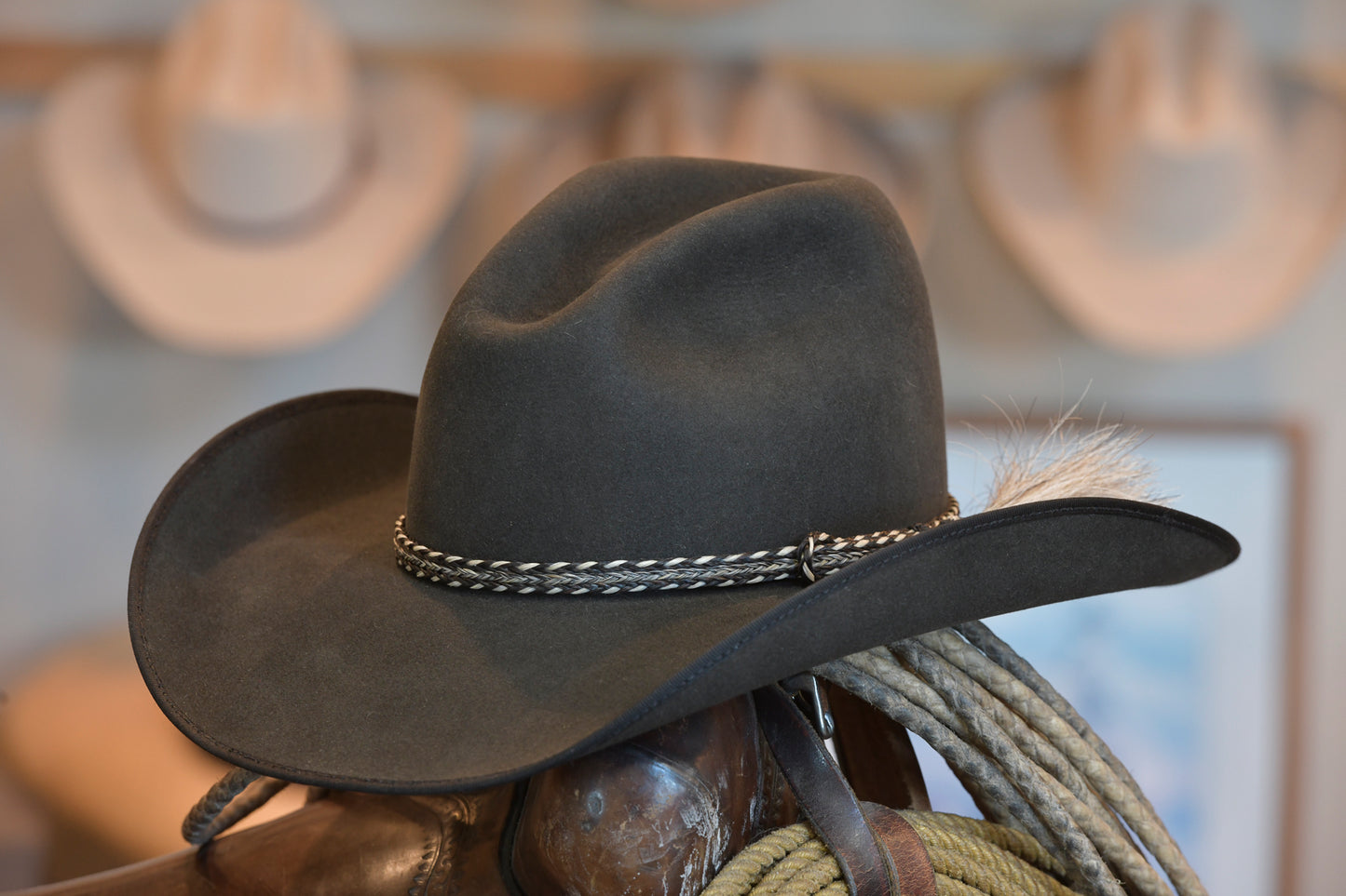 50% Beaver Charcoal Black Gus Cowboy Hat (Size 7 1/8+)