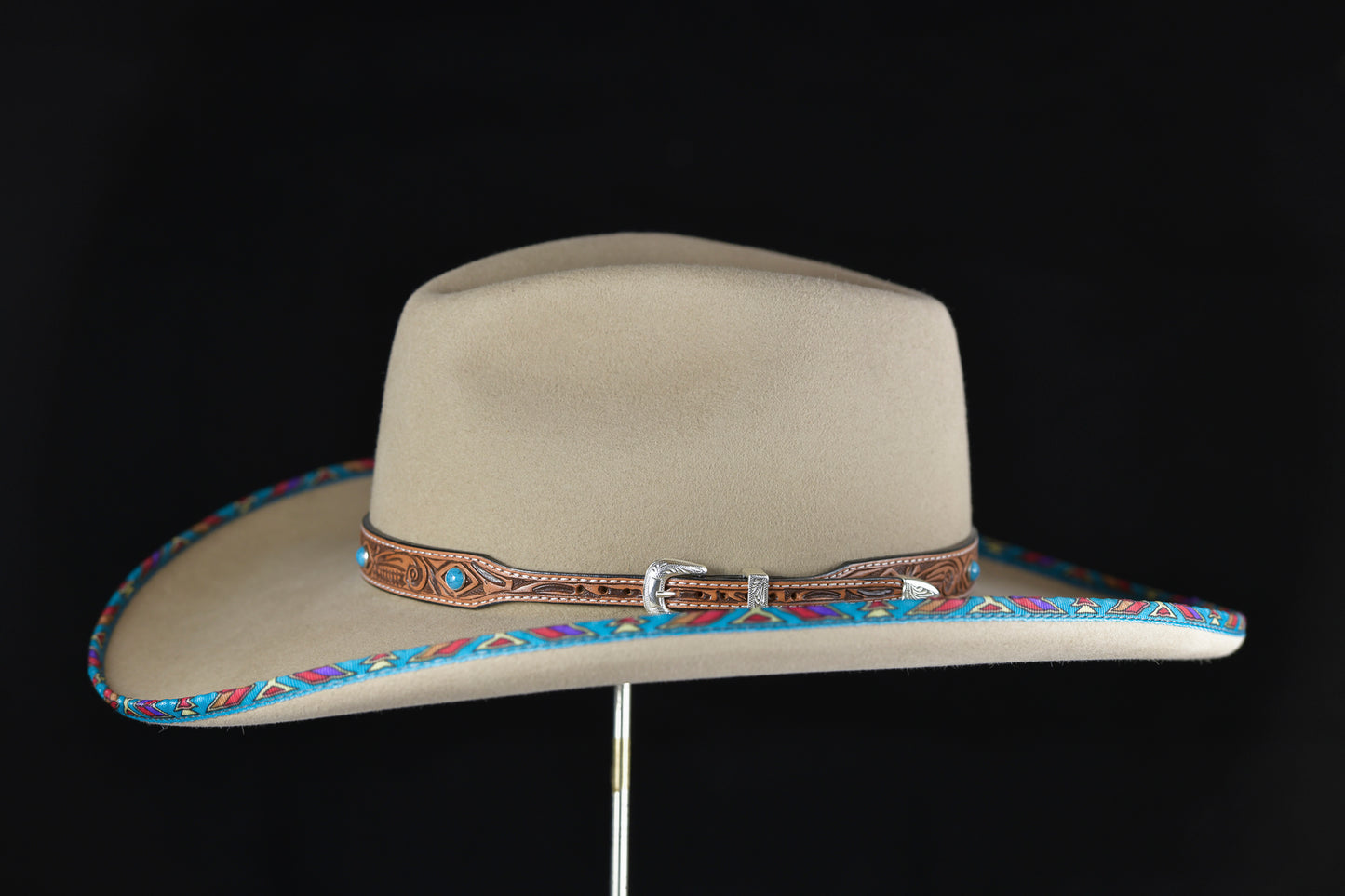 Sahara Western Hat with multicolor bound edge (7 1/8)