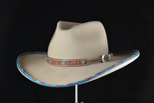 Sahara Western Hat with multicolor bound edge (7 1/8)